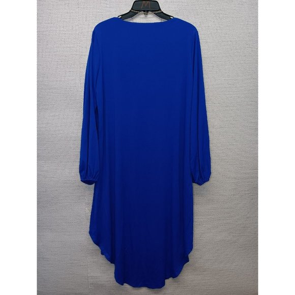 Elegant Modest Royal Blue Formal Dress with bell sleeves Size 2X and necklace - Picture 7 of 9